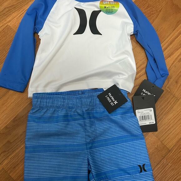 Hurley Blue and White Rashguard Swim Set 12 Month - Picture 1 of 5